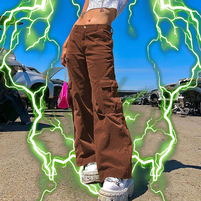 Women Big Pockets Cargo Pants Y2K Retro Style