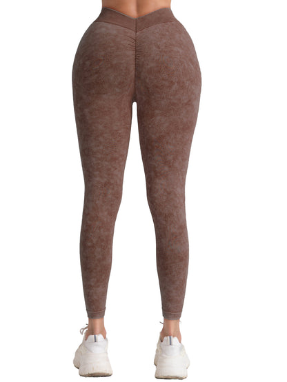 2 Pieces High Waist V Back Yoga Pants Tummy Control Running Workout Tight