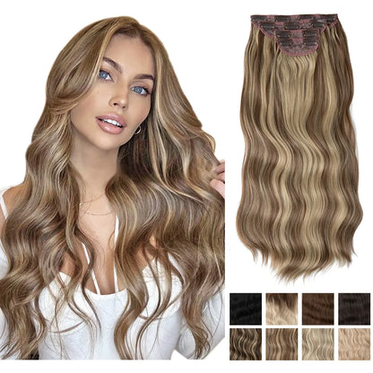 Extensiones de cabello sintético ondulado largo con clip