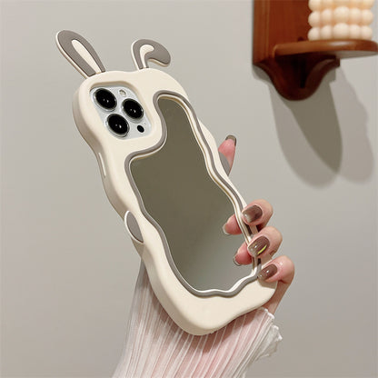 Cute Rabbit Ear Makeup Mirror Phone Case