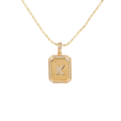 18K Gold Inlaid Zircon Letter Necklace For Women