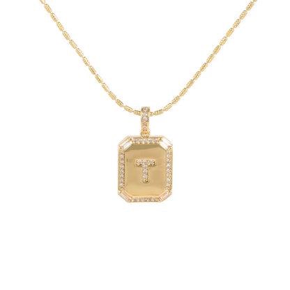 18K Gold Inlaid Zircon Letter Necklace For Women