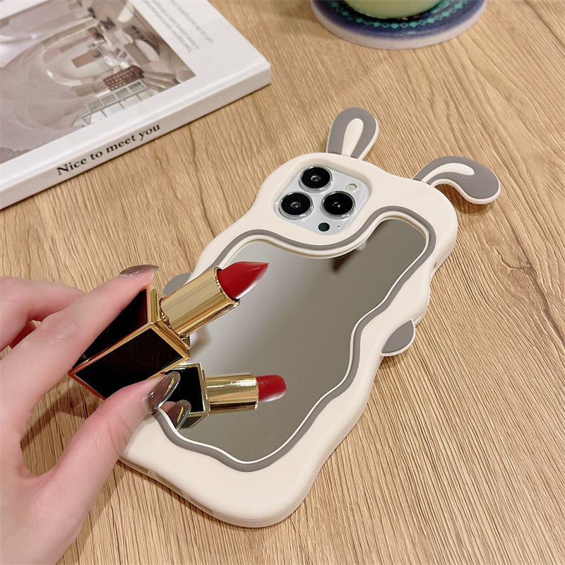 Cute Rabbit Ear Makeup Mirror Phone Case