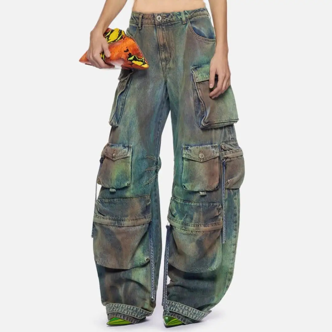 Denim Halter Cargo Pant Set