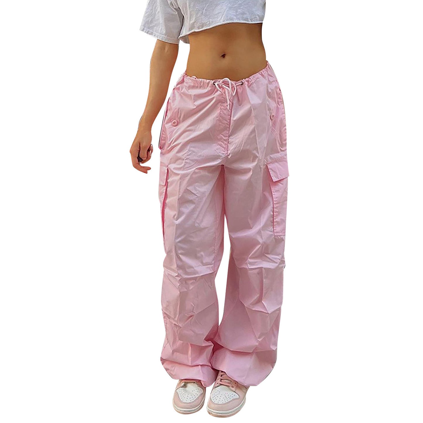 Casual Cargo Pants For Women Solid Color Drawstring