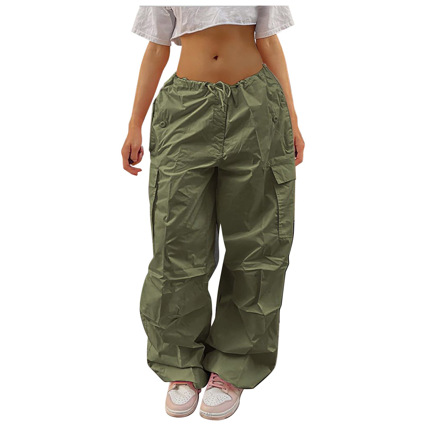 Casual Cargo Pants For Women Solid Color Drawstring