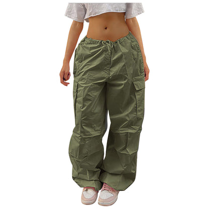 Casual Cargo Pants For Women Solid Color Drawstring