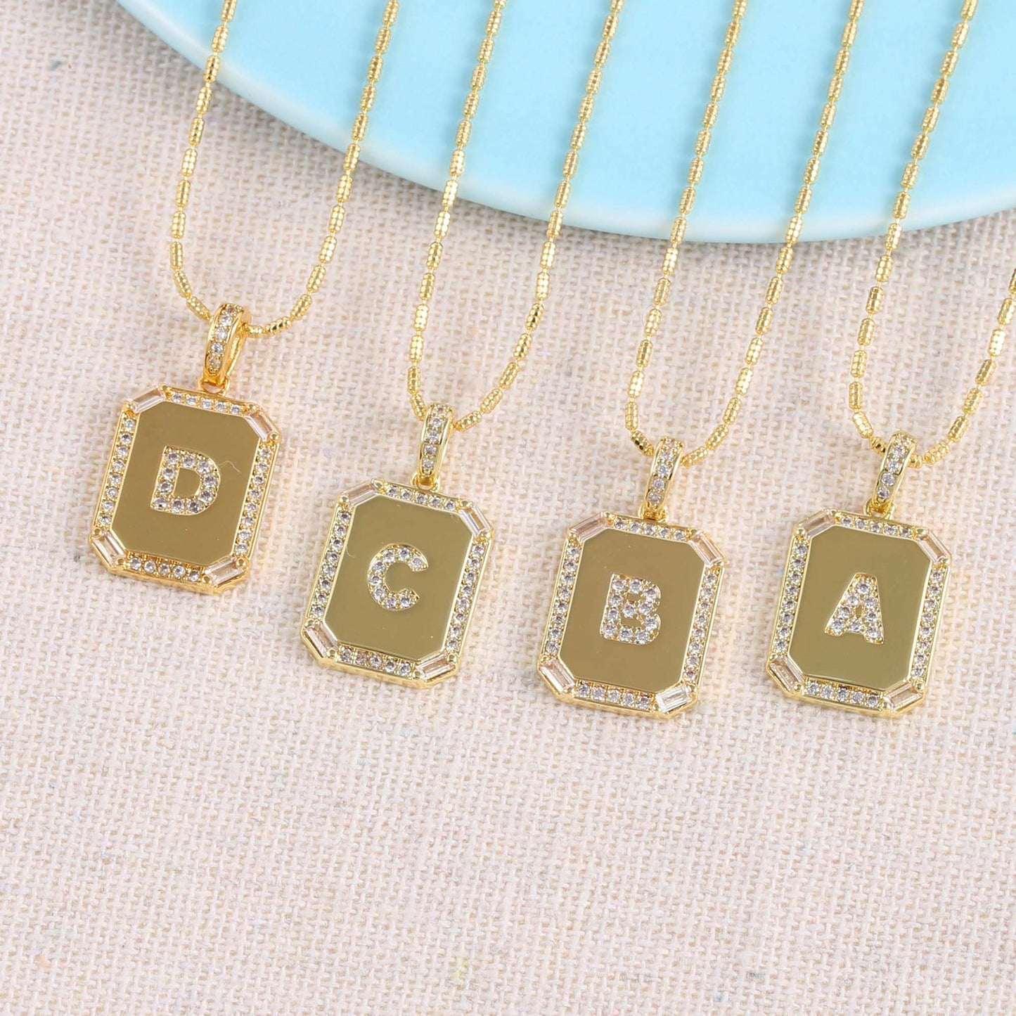 18K Gold Inlaid Zircon Letter Necklace For Women