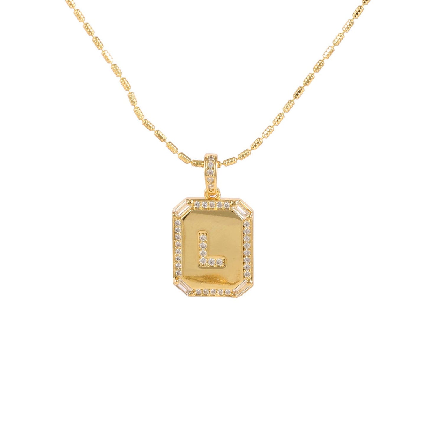 18K Gold Inlaid Zircon Letter Necklace For Women