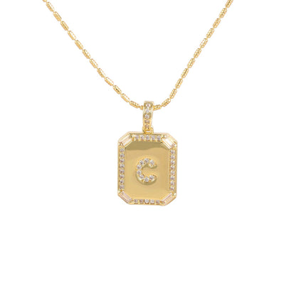 18K Gold Inlaid Zircon Letter Necklace For Women