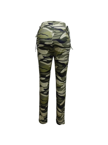 Lace Up High Waisted Camouflage Pants