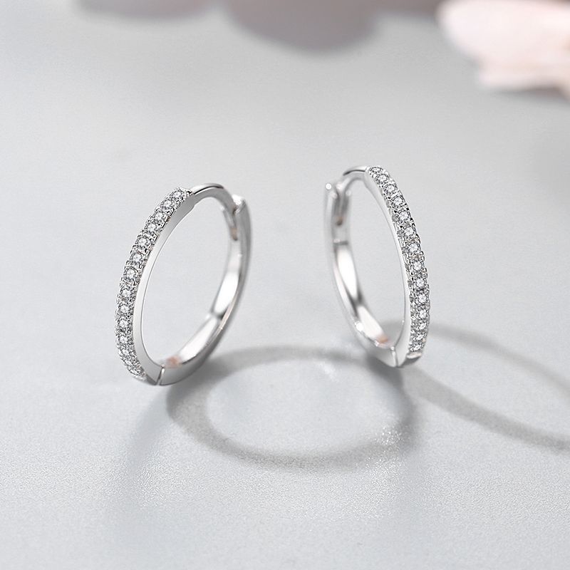 S925 Sterling Silver Women's Korean-style Simple Special-interest Design Micro Rhinestone Earrings