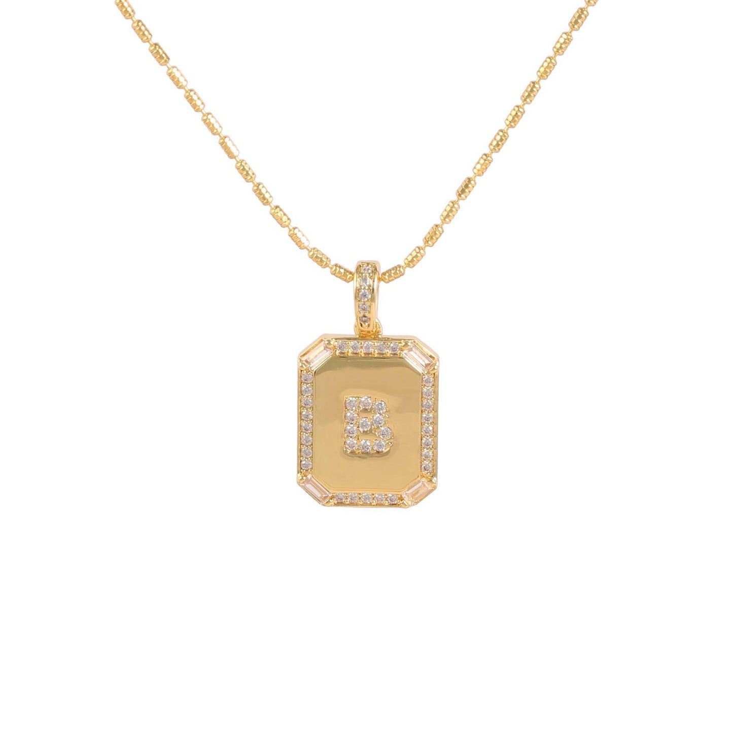 18K Gold Inlaid Zircon Letter Necklace For Women