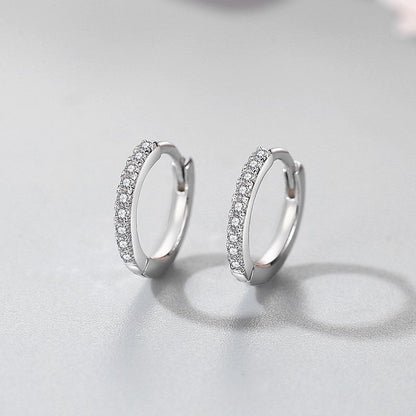 S925 Sterling Silver Women's Korean-style Simple Special-interest Design Micro Rhinestone Earrings