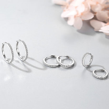 S925 Sterling Silver Women's Korean-style Simple Special-interest Design Micro Rhinestone Earrings