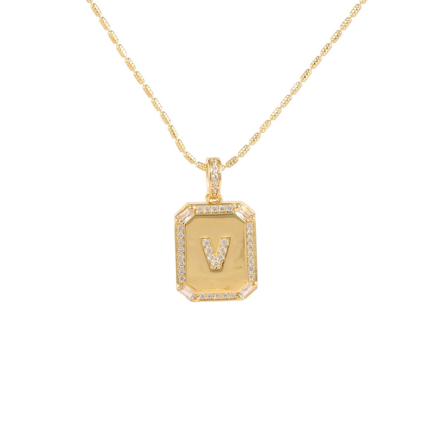 18K Gold Inlaid Zircon Letter Necklace For Women