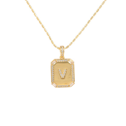 18K Gold Inlaid Zircon Letter Necklace For Women