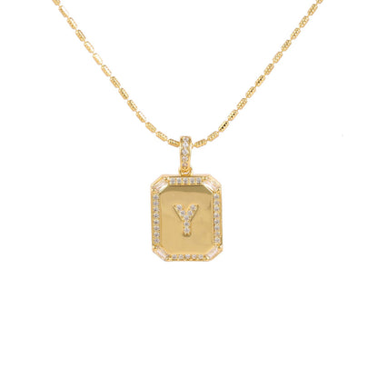 18K Gold Inlaid Zircon Letter Necklace For Women