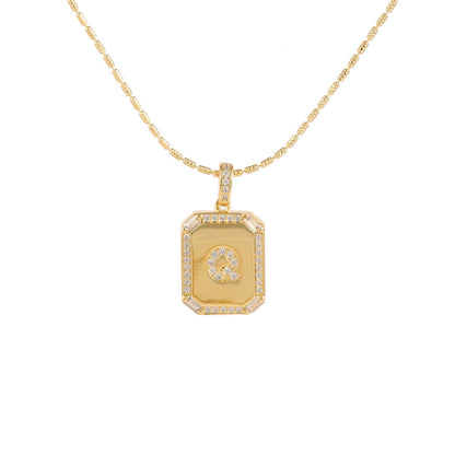 18K Gold Inlaid Zircon Letter Necklace For Women