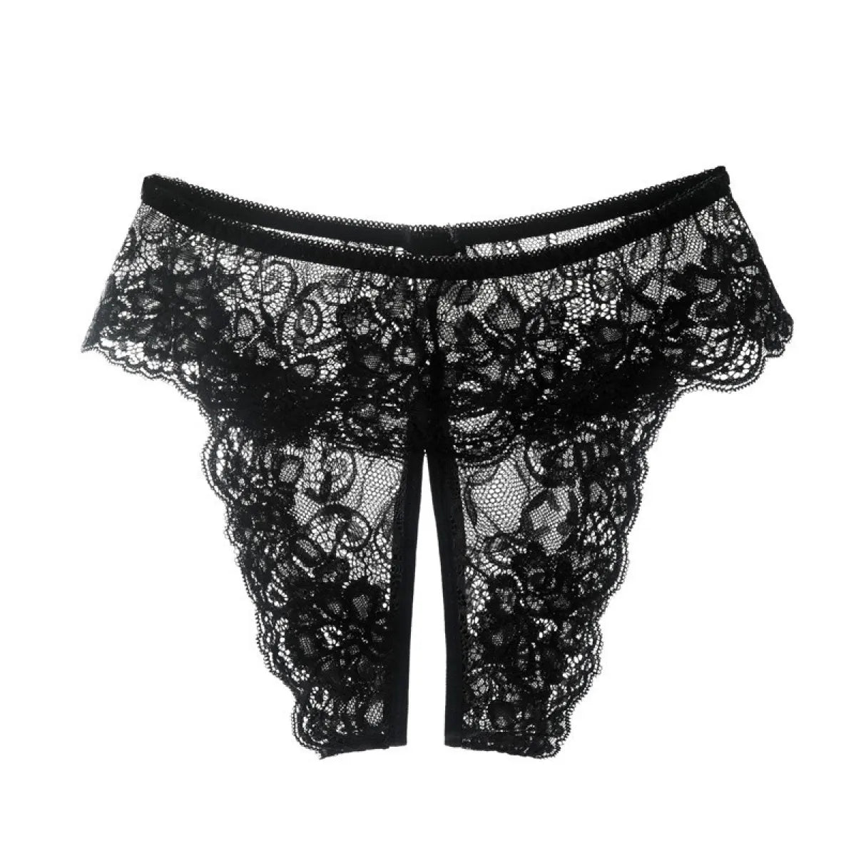 Chic Plus Size Lace Crotchless Panties