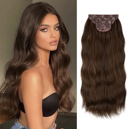 Extensiones de cabello sintético ondulado largo con clip