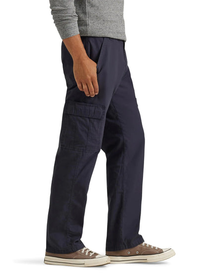 Wrangler Authentics Men's Twill Relaxed Fit Cargo Pant (Logan) 42W x 29L Navy Ripstop