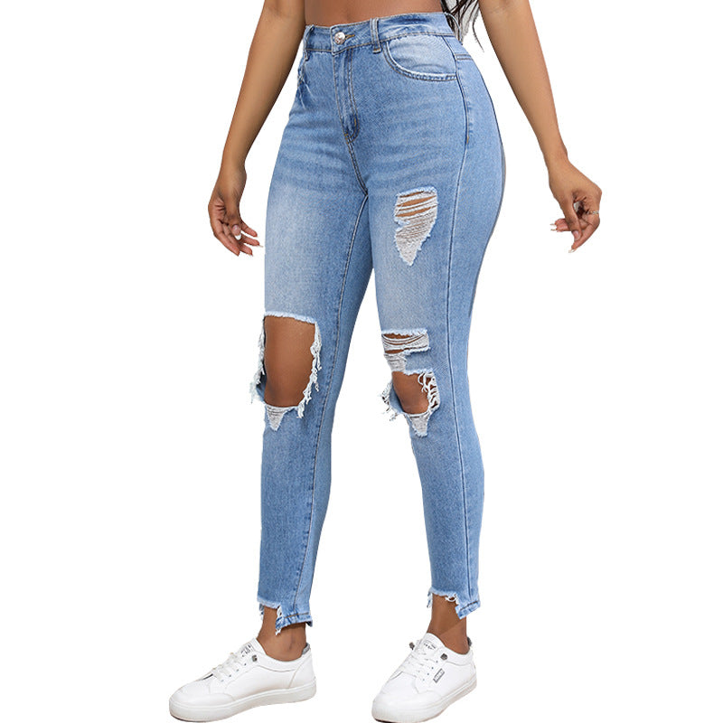 Slim High Waist Stretch Retro Denim Skinny Pants