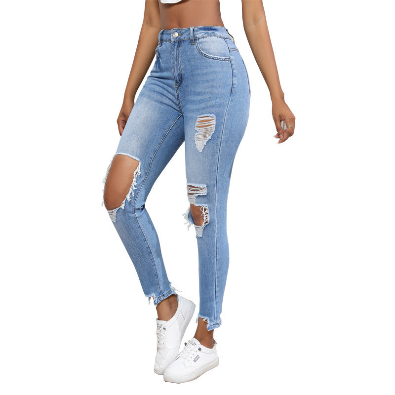 Slim High Waist Stretch Retro Denim Skinny Pants