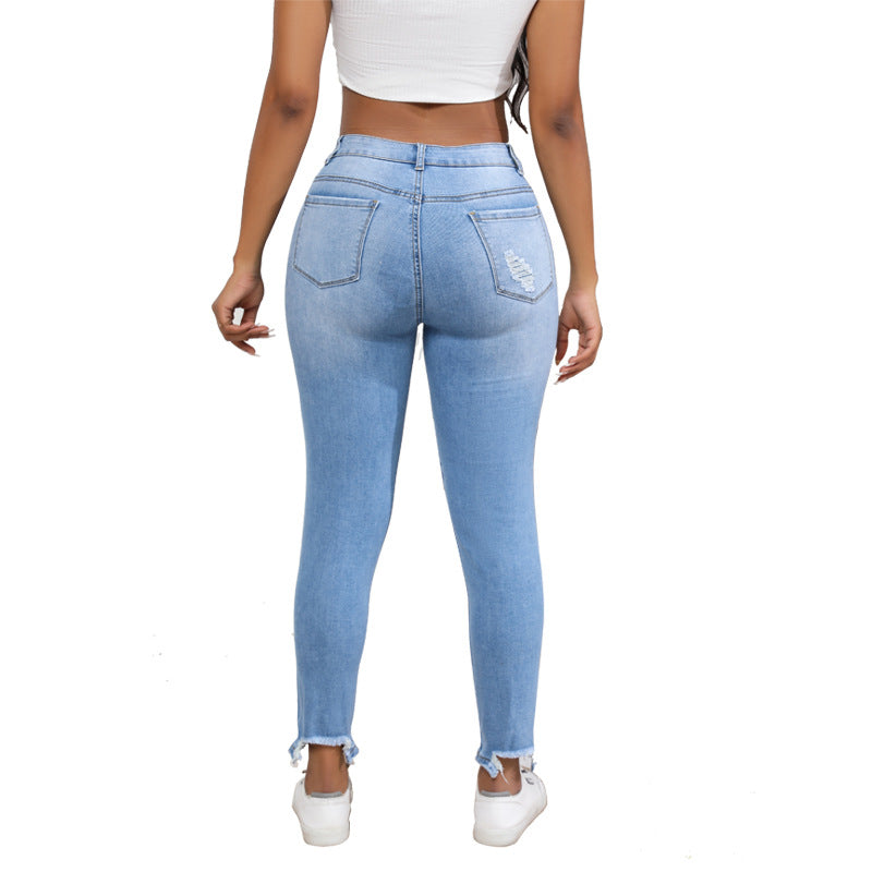 Slim High Waist Stretch Retro Denim Skinny Pants