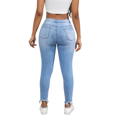 Slim High Waist Stretch Retro Denim Skinny Pants
