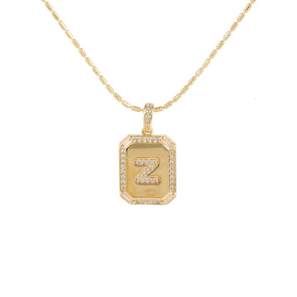 18K Gold Inlaid Zircon Letter Necklace For Women