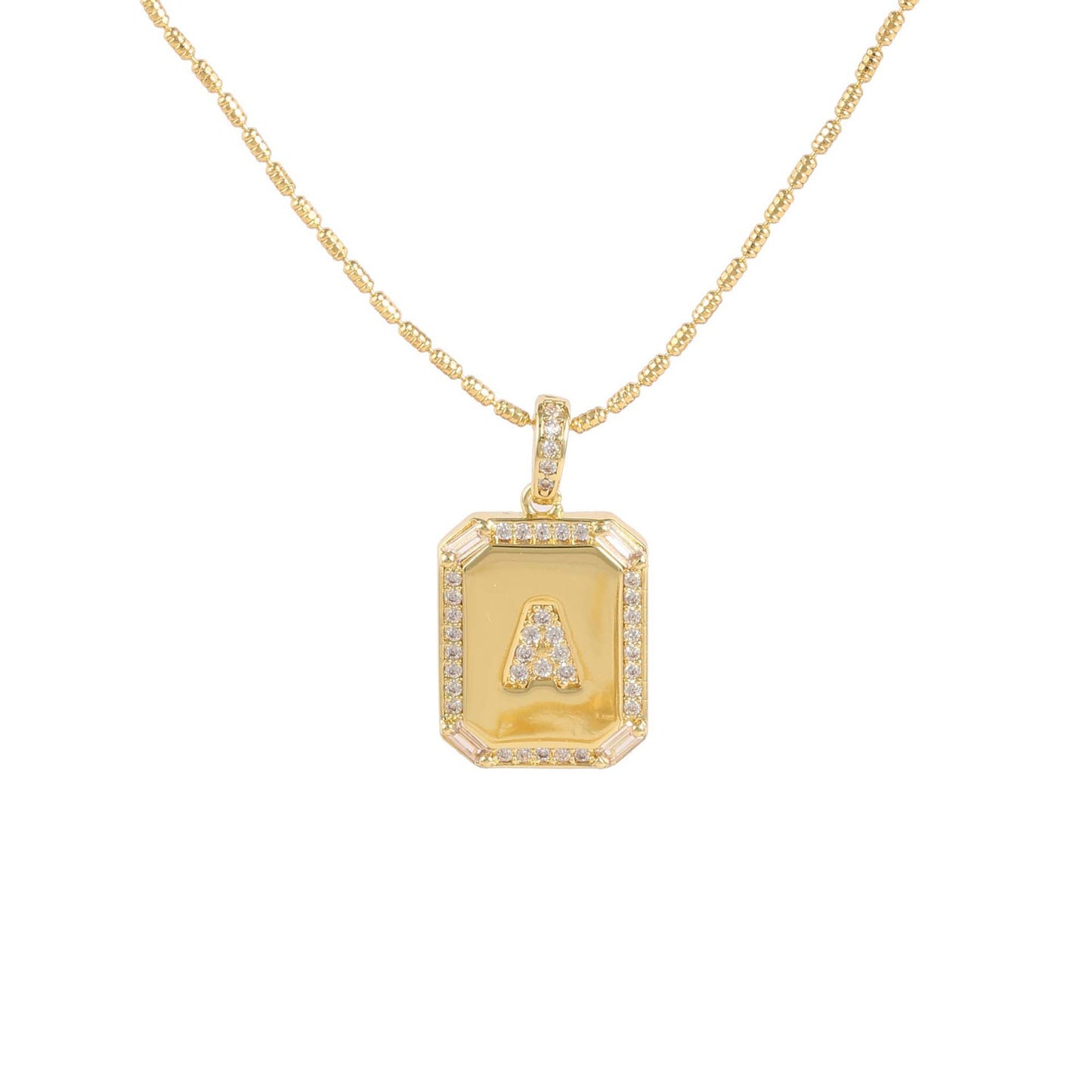 18K Gold Inlaid Zircon Letter Necklace For Women