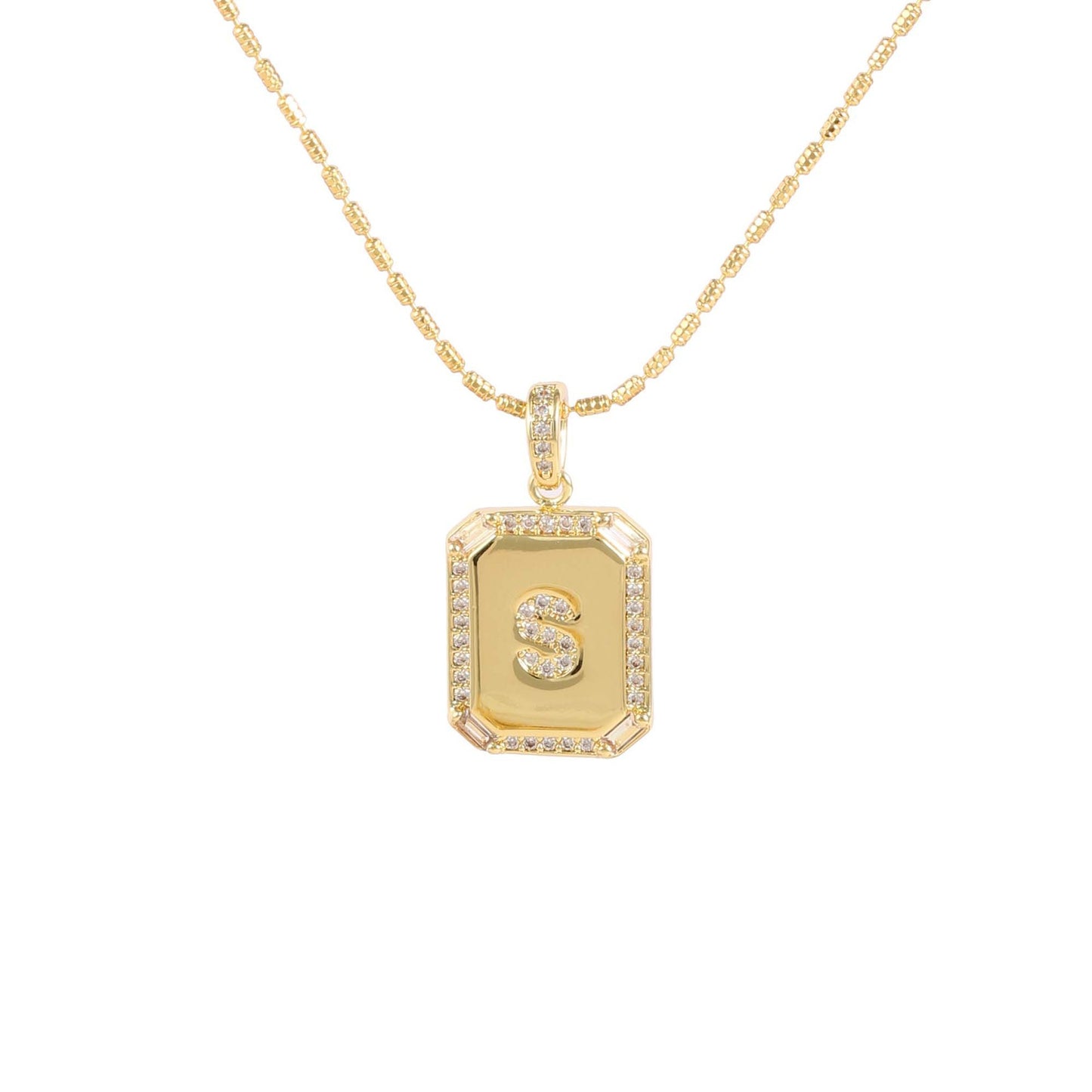 18K Gold Inlaid Zircon Letter Necklace For Women