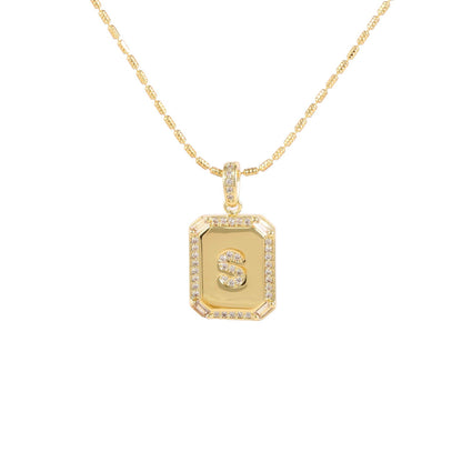 18K Gold Inlaid Zircon Letter Necklace For Women