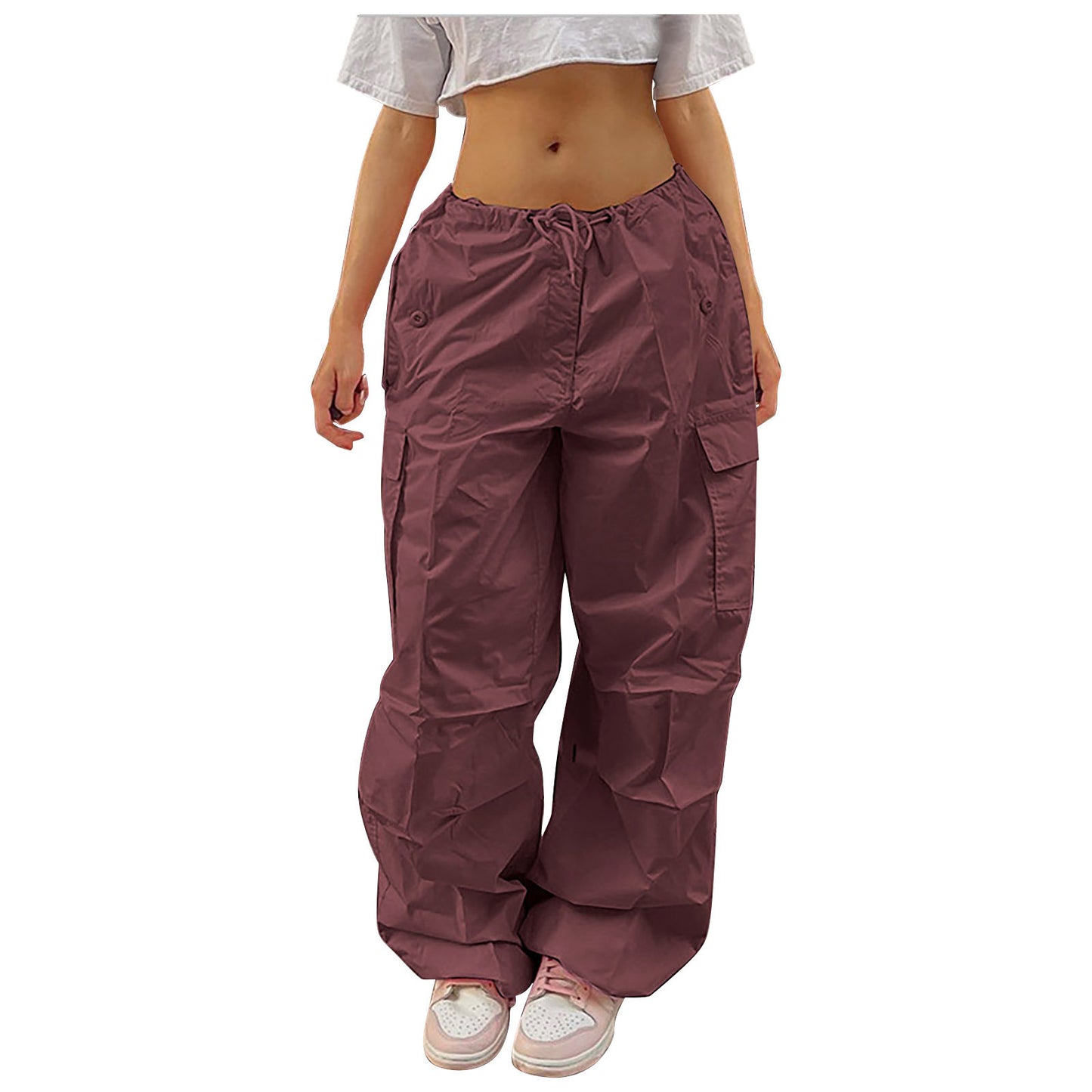 Casual Cargo Pants For Women Solid Color Drawstring
