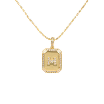 18K Gold Inlaid Zircon Letter Necklace For Women