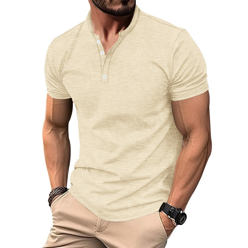 Retro Casual Cotton Solid Color Short Sleeve