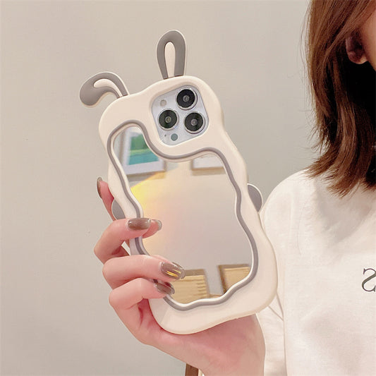 Cute Rabbit Ear Makeup Mirror Phone Case