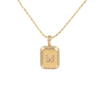 18K Gold Inlaid Zircon Letter Necklace For Women