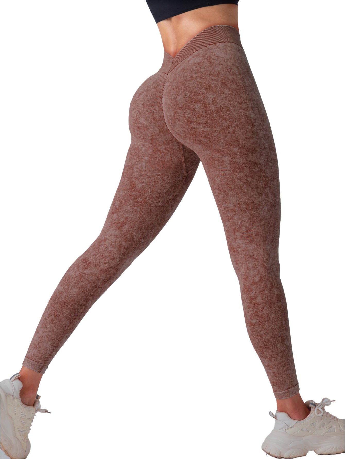 2 Pieces High Waist V Back Yoga Pants Tummy Control Running Workout Tight