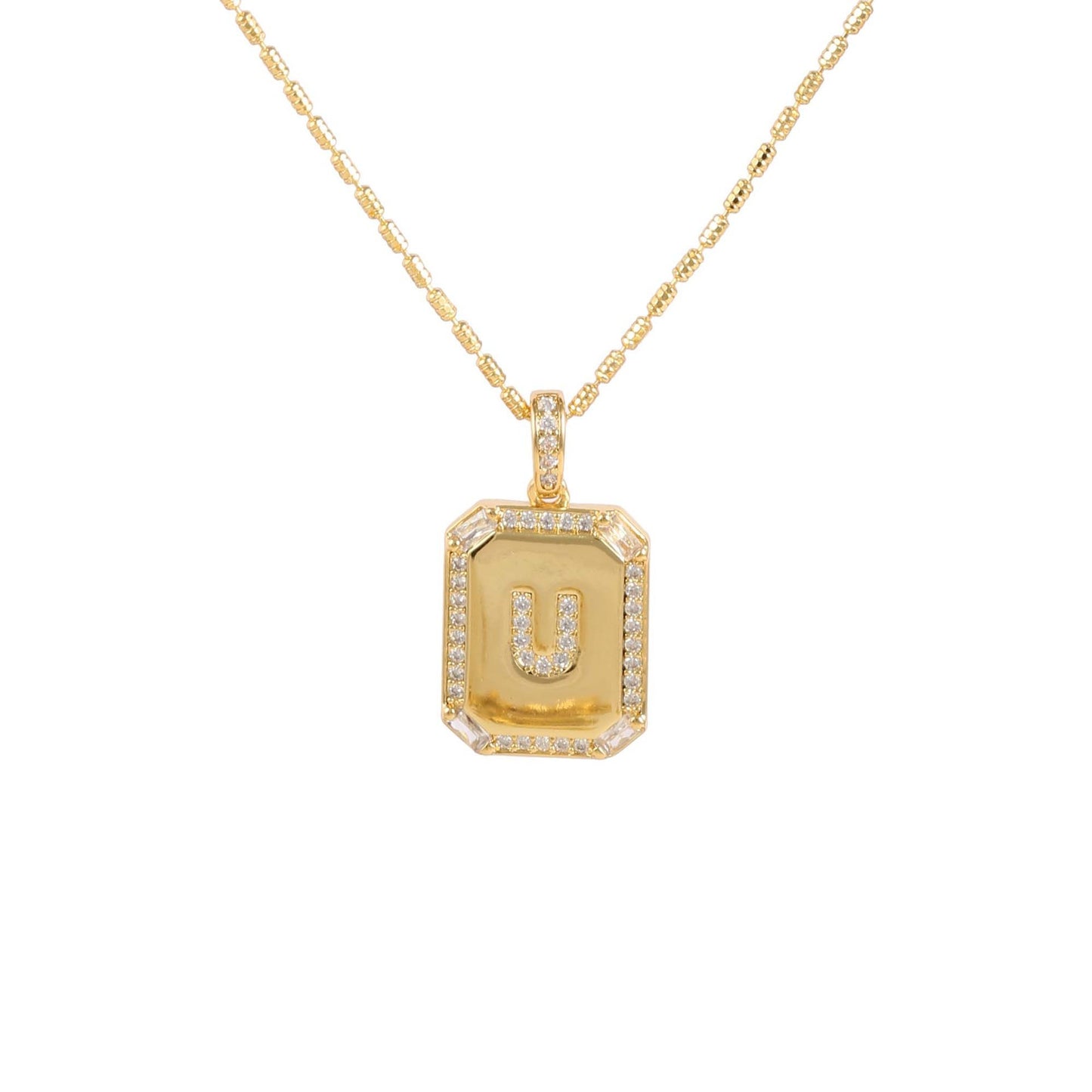 18K Gold Inlaid Zircon Letter Necklace For Women