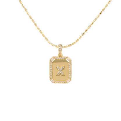 18K Gold Inlaid Zircon Letter Necklace For Women