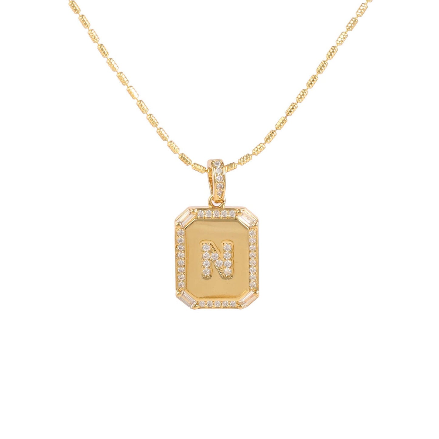 18K Gold Inlaid Zircon Letter Necklace For Women