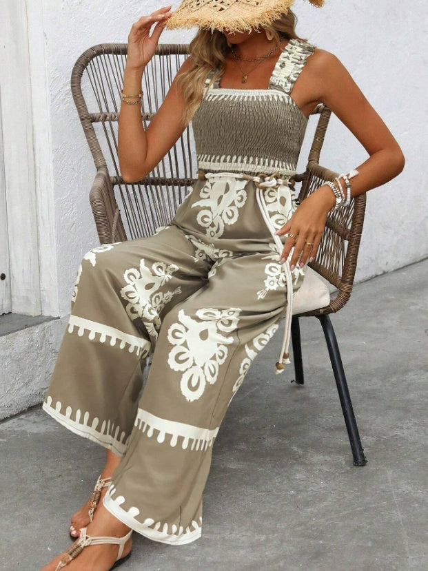 Women's Printed Wide Leg Jumpsuit