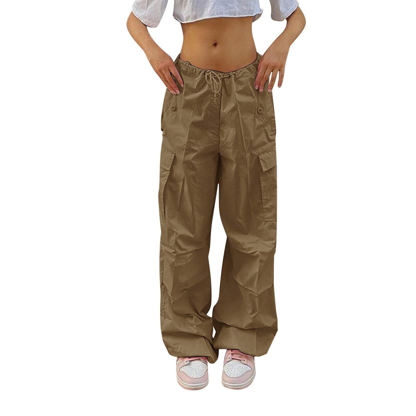 Casual Cargo Pants For Women Solid Color Drawstring