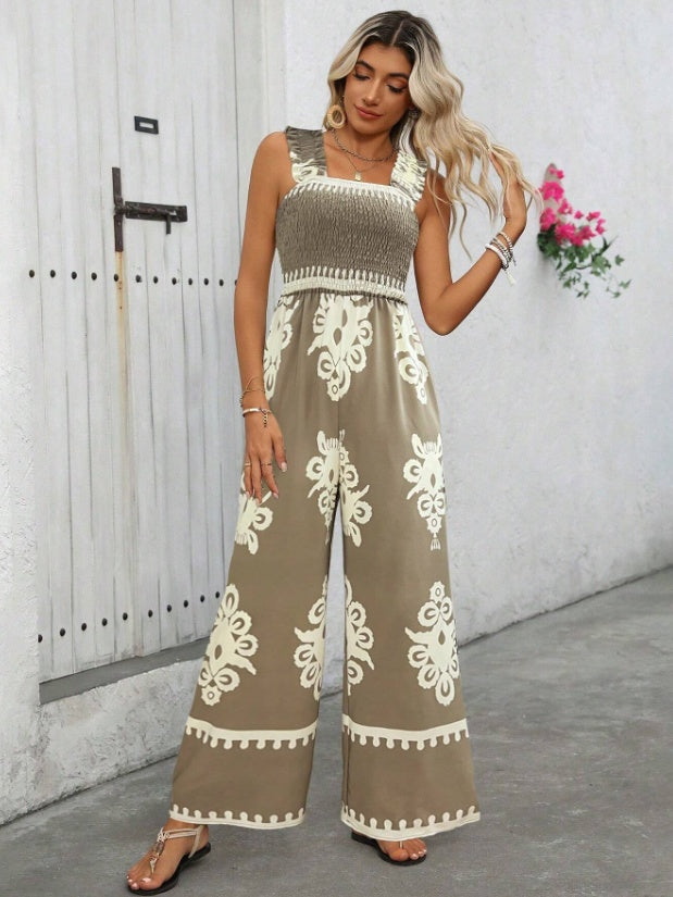 Women's Printed Wide Leg Jumpsuit