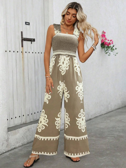 Women's Printed Wide Leg Jumpsuit