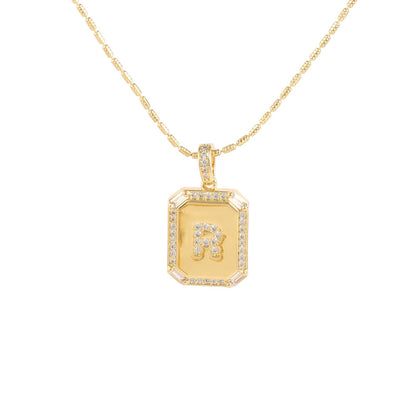 18K Gold Inlaid Zircon Letter Necklace For Women