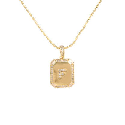 18K Gold Inlaid Zircon Letter Necklace For Women