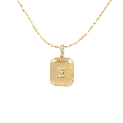 18K Gold Inlaid Zircon Letter Necklace For Women